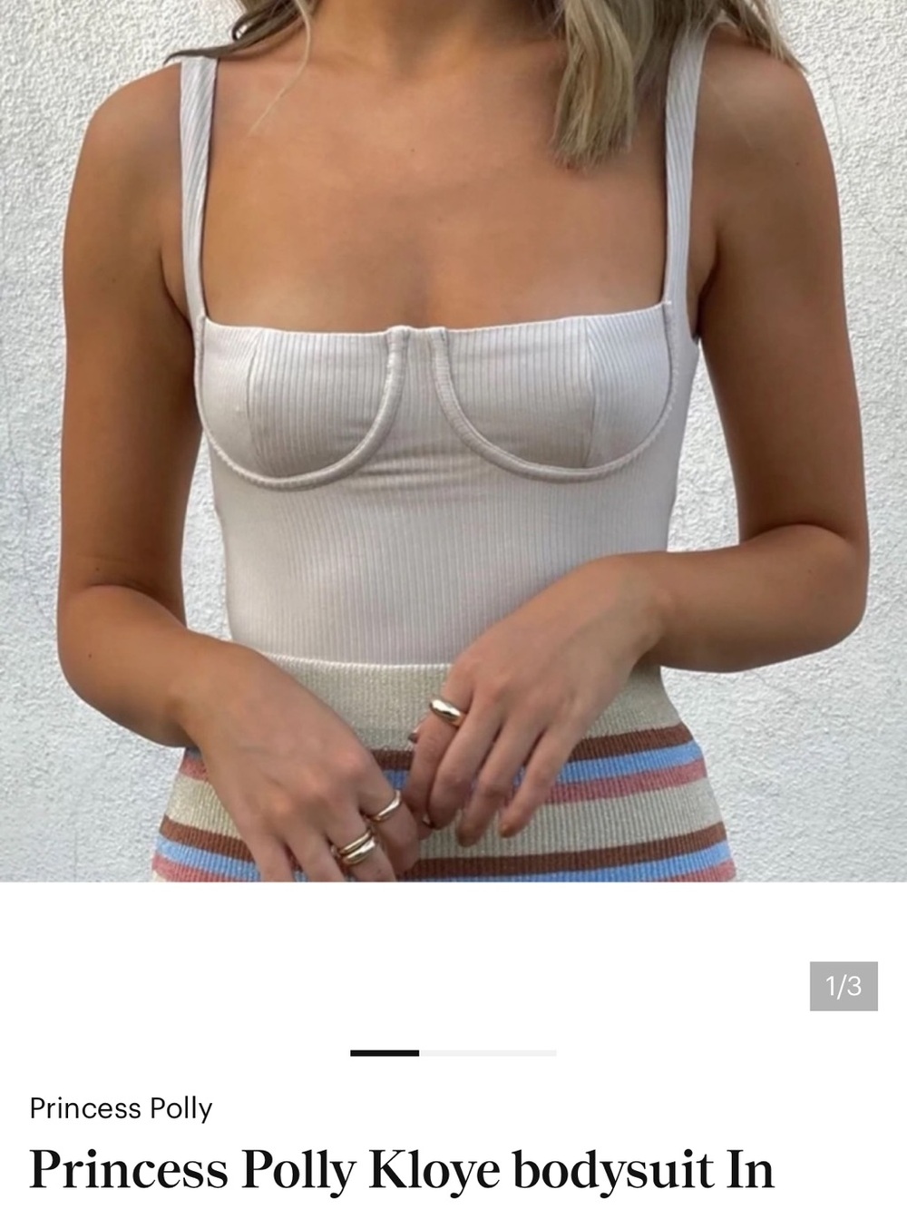 Princess Polly Ribbed Underwire Bodysuit in Cream